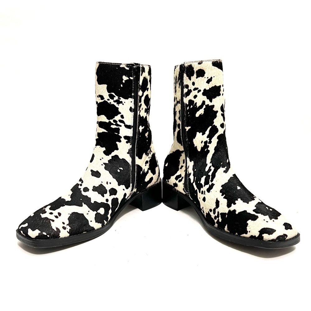 Vintage Y2K deadstock cow print pony hair square toe western fashion boots - Picture 6 of 9